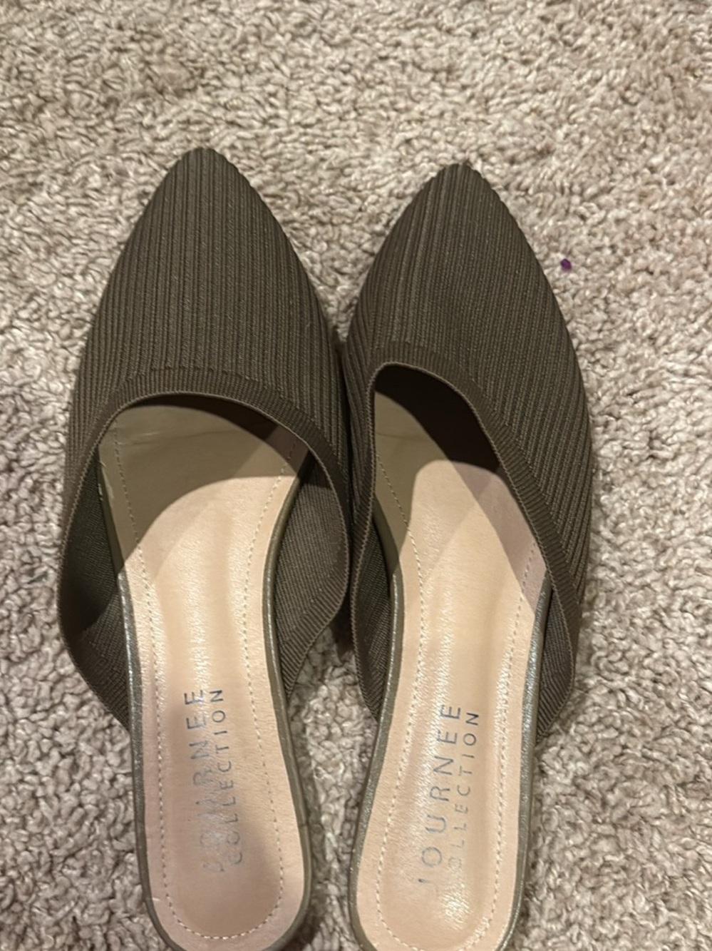 Journee Collection Olive Pointed Knit Slip-On Mules
